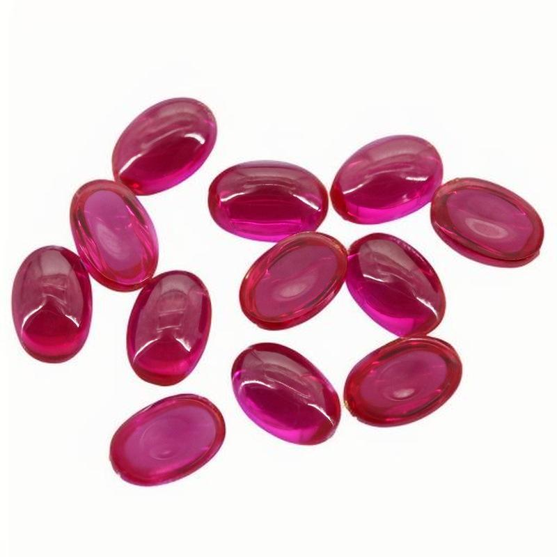 5#红刚玉蛋形平底素面 椭圆形合成Ruby红宝石戒面裸石