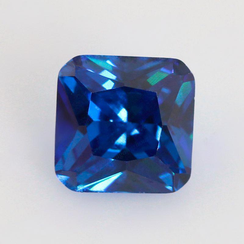 正方形倒角宝蓝色锆石裸石 车花尖底兰锆彩色CZ宝石批发