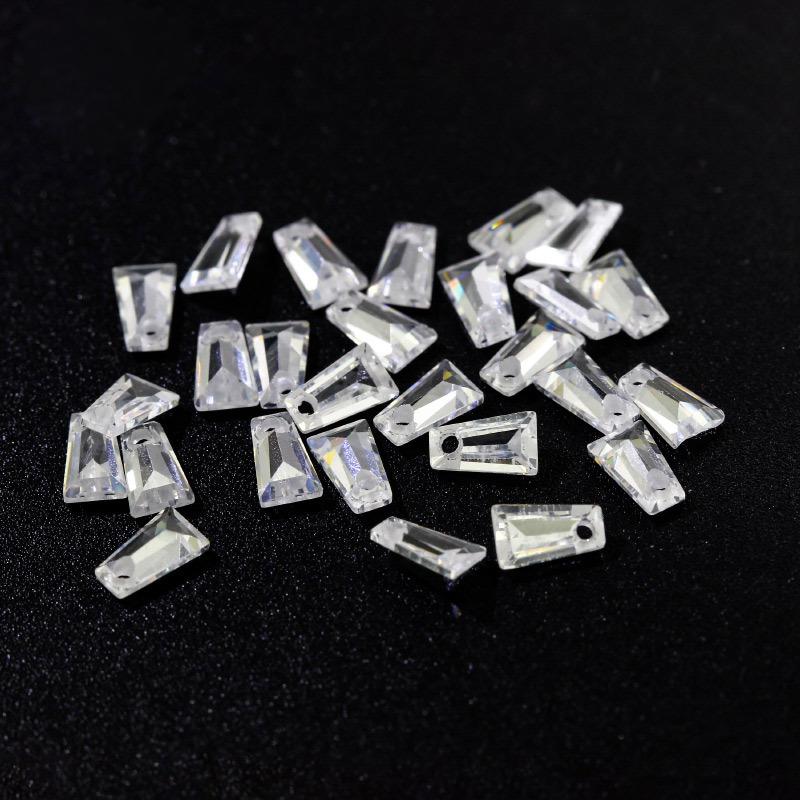 小头单孔梯方白色锆石戒面裸石 无色透明色梯形饰品配石