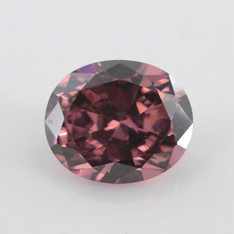 蛋形胭脂色锆石裸石批发 椭圆形胭锆胭红色人造宝石首饰