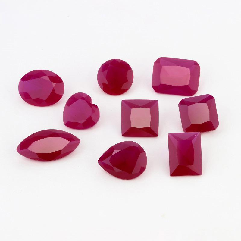 磨砂底5#刚玉裸石批发 人造红刚玉尖底戒面异形不透明