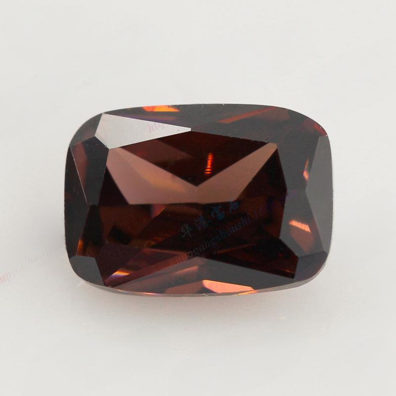 咖啡色肥长方锆石裸石 枕形咖啡锆人造CZ宝石首饰批发