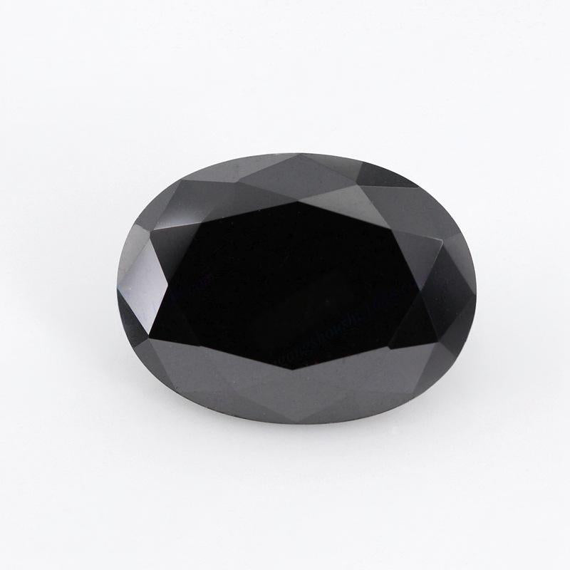 蛋形黑色锆石裸石仿钻尖底 椭圆形戒面黑锆人造彩色皓石