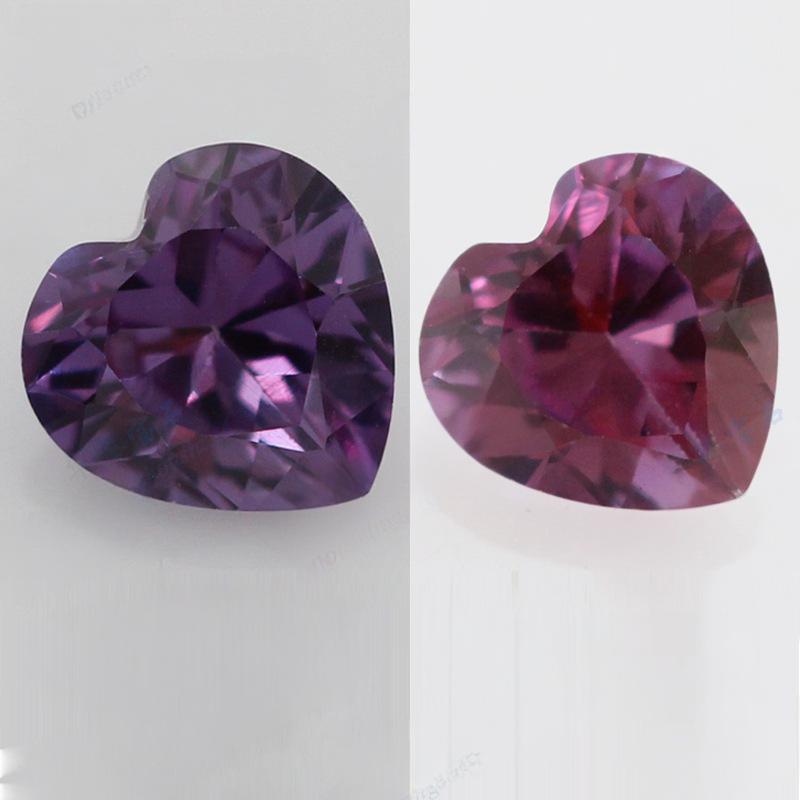桃心形46#变色刚玉戒面裸石 心形人工CZ宝石首饰品仿钻
