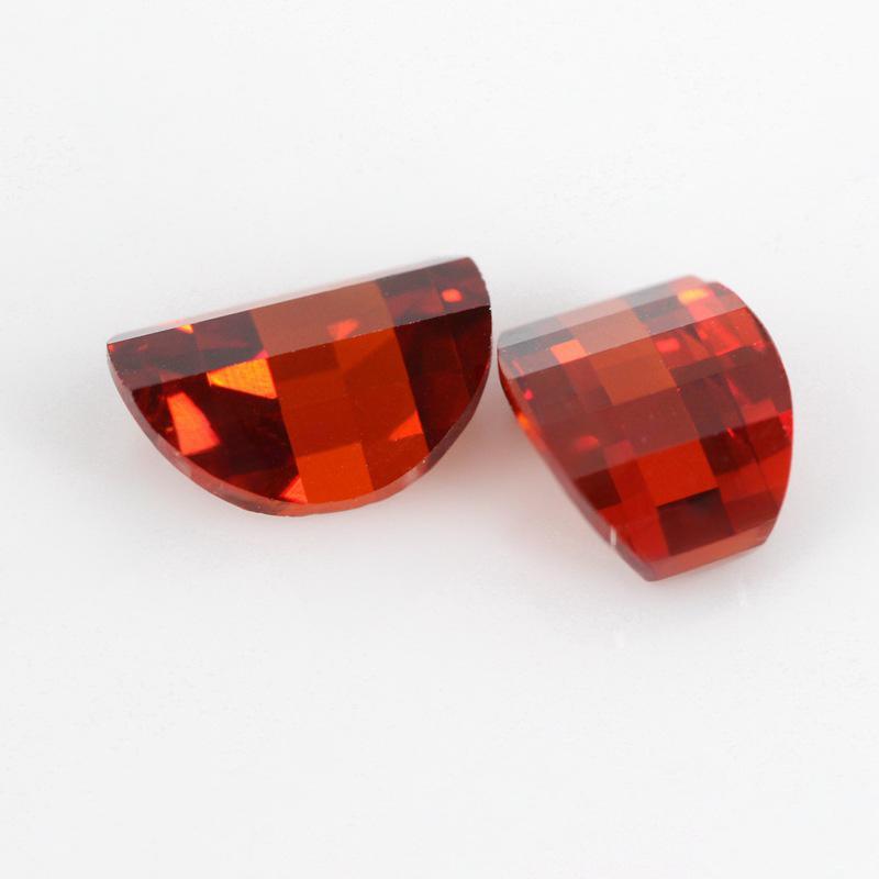 元宝形石榴红色锆石裸石批发 弯月形大红锆宝石耳钉钻