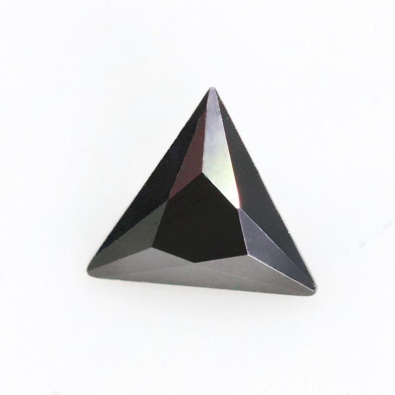 三角形直角黑色锆石裸石 直三角黑锆人造CZ戒面宝石主石