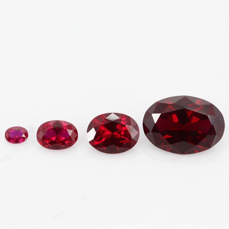 蛋形8#红刚玉裸石戒面 椭圆形鸽血红人造合成红宝石钻