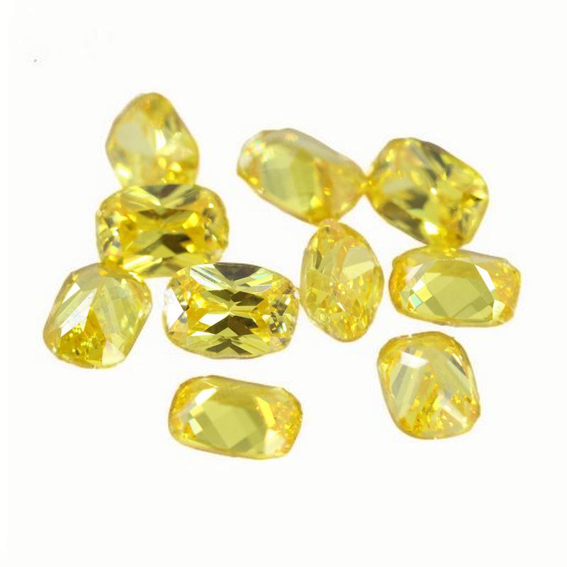肥长方形金黄色锆石裸石批发 枕形尖底人造钻宝石