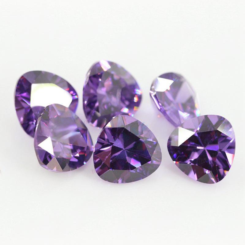 肥三角形紫红色锆石裸石 胖三角紫色人造合成CZ戒面批发