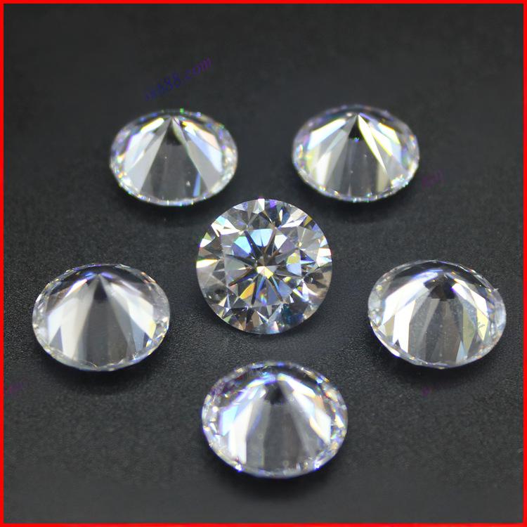 八心八箭圆形白色锆石裸石批发 梧州人造CZ宝石皓石钻